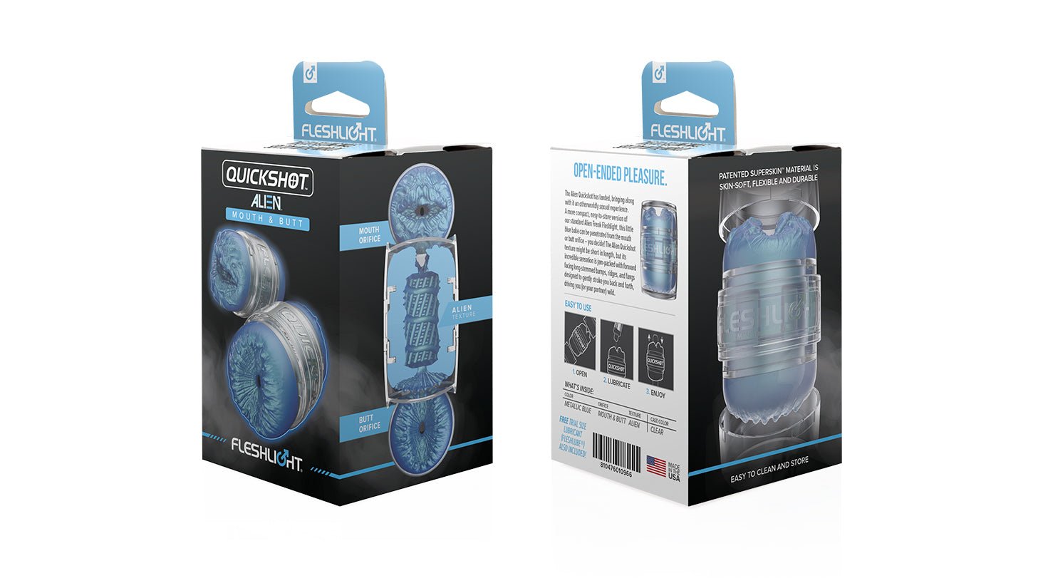 Quickshot Alien Butt/Mouth - Metallic Blue - Fleshlight